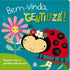 Livro infantil "Bem-vinda, gentileza!" com capa verde-água e joaninha sorridente. — Plenitude