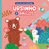 Livro com lanterninha Ursinho e amigos, capa rosa e azul com urso e coelho. — Plenitude