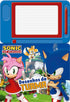 Livro Sonic - Desenhos da turma, capa azul com Sonic, Amy e Tails, e lousa mágica. — Plenitude