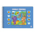 Livro de colorir Cuddly Friends, Comfy Goods, capa azul com elefante, urso e papagaio na natureza. — Plenitude