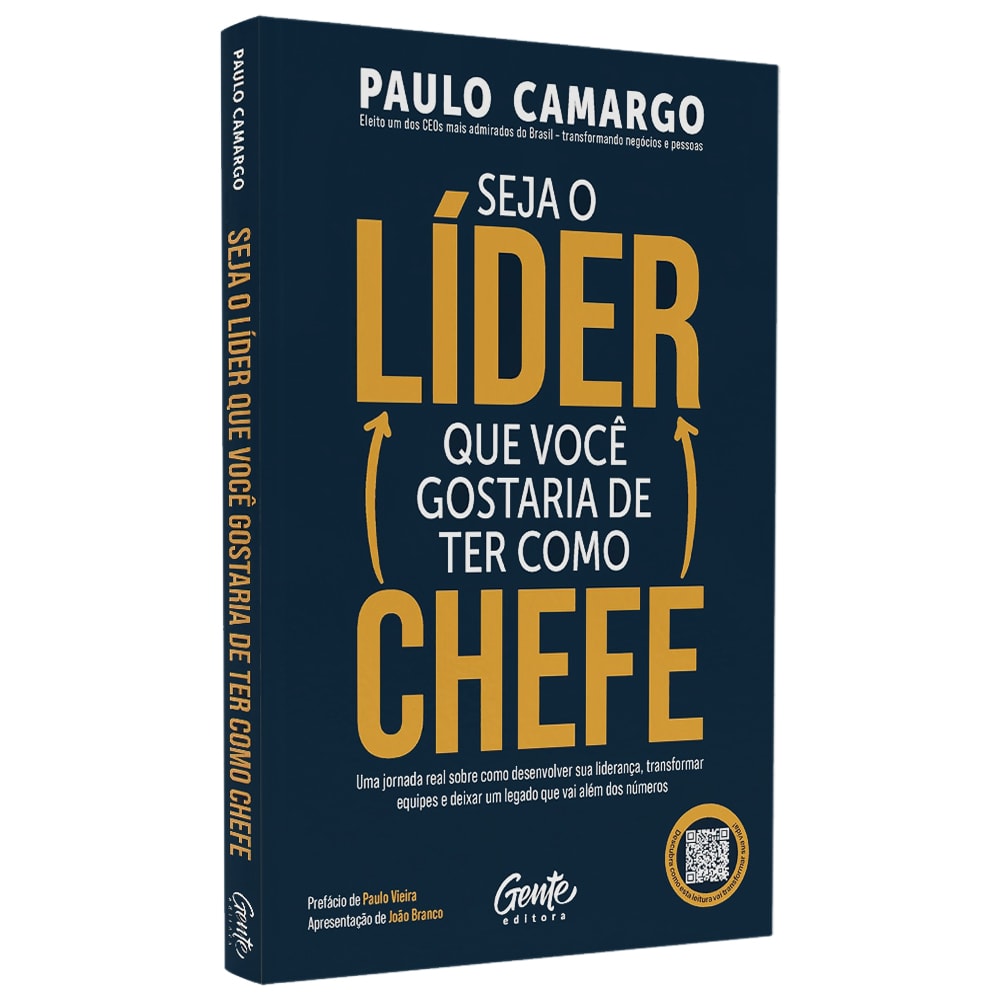 Livro Seja o Líder Que Você Gostaria de Ter Como Chefe de Paulo Camargo, capa azul com letras amarelas. — Plenitude