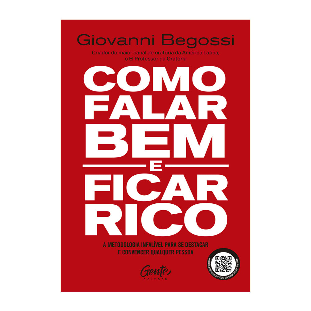 Livro: Como Falar Bem e Ficar Rico, de Giovanni Begossi. Capa vermelha com título branco. — Plenitude
