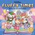 Capa do livro de colorir Fluffy Times Fofuras Encantadas, com animais fantasiados em livro aberto. — Plenitude