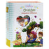 Box com 6 livros Orações para Pequenos Corações (Estrela Guia), da Todolivro, capa xadrez verde e branca com crianças. — Plenitude