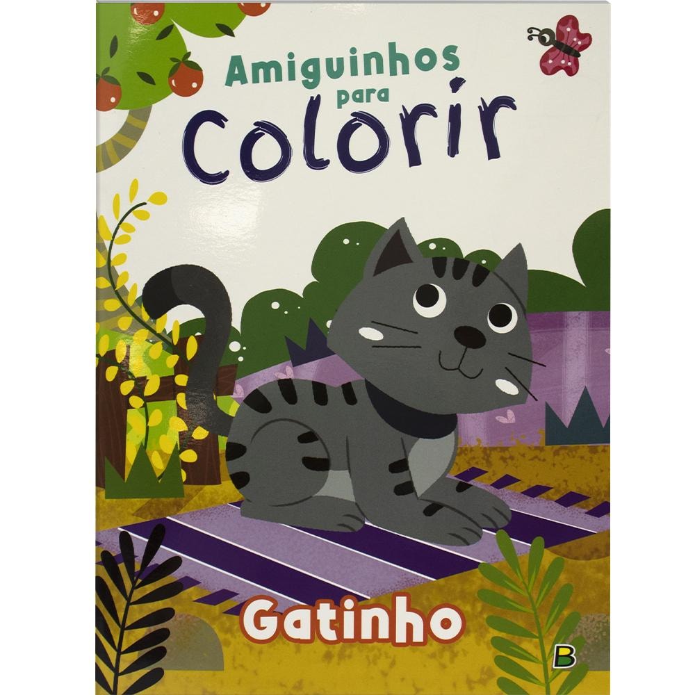 Livro Amiguinhos para Colorir: Gatinho da Todolivro, capa verde com ilustração de gatinho. — Plenitude