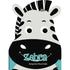 Livro recortado Amiguinhos Recortados II: Zebra, Mammoth World. Capa azul com zebra sorrindo. — Plenitude