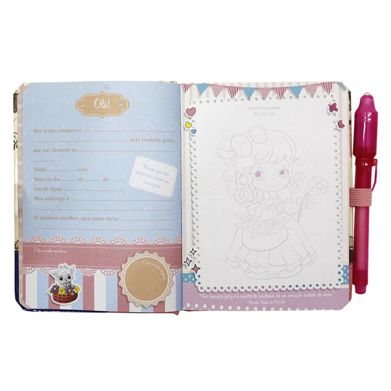 Meus Segredinhos (estrela Guia) | Todolivro: Diário infantil com capa azul, páginas decoradas e caneta rosa. — Plenitude