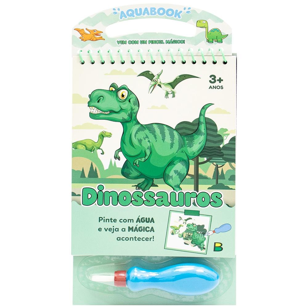 Livro Aquabook: Dinossauros, Todolivro. Livro de colorir com água, com dinossauros e pincel mágico. — Plenitude