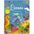 Livro de colorir e atividades Aventuras com Borrachas: Oceano, da Brijbasi Art, capa azul com animais marinhos e borrachas de animais. — Plenitude