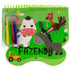 Livro Aventuras com Cores Fazenda da Mammoth World, capa verde com animais da fazenda e canetinhas. — Plenitude