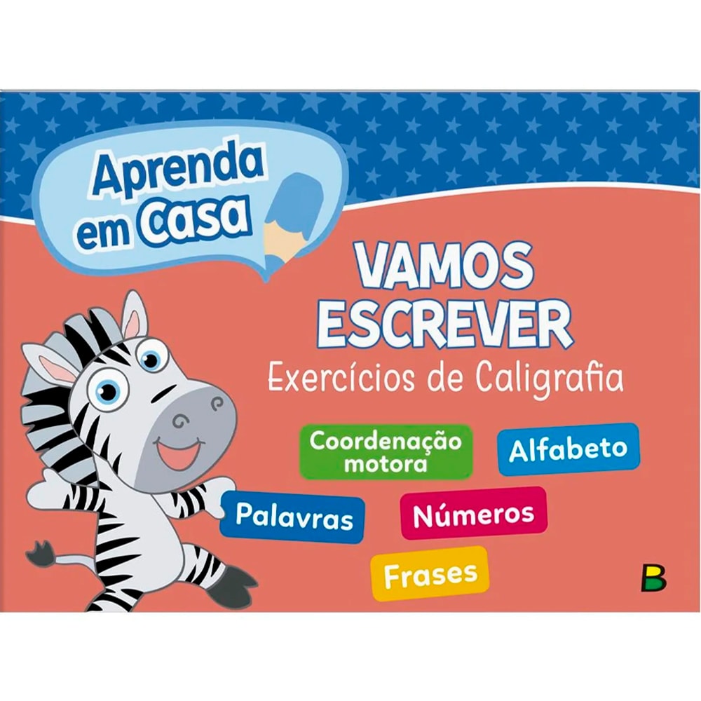 Livro de atividades Aprenda em Casa Vamos Escrever, Todolivro. Capa vermelha com zebra e balões de texto. — Plenitude