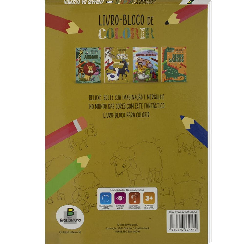 Livro-Bloco de Colorir: Animais da Fazenda | Todolivro