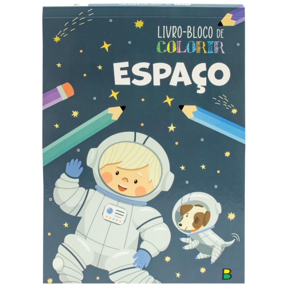 Livro-Bloco de Colorir - Espaço | Todolivro: Capa azul-escuro com astronautas e estrelas. — Plenitude