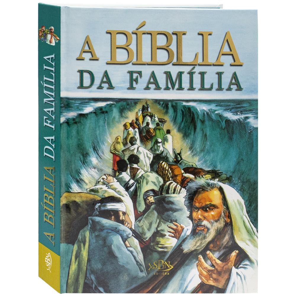Livro, Bíblia da Família, de Ting Neil & Morri, capa dura com ilustração de Moisés abrindo o Mar Vermelho. — Plenitude
