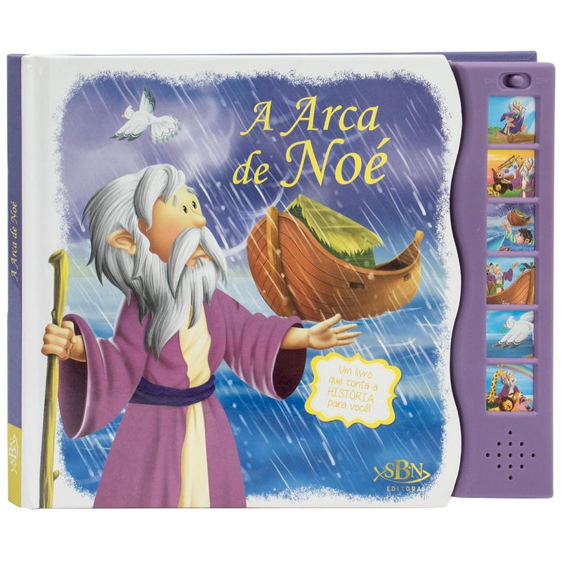 Livro Sonoro "A Arca de Noé" da Todolivro, capa com Noé e a arca, e botões laterais. — Plenitude