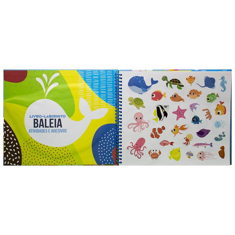 Livro-Labirinto! Atividades, Colorir e Adesivos: Baleia | Brijbasi Art Press Ltd