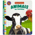 Livro Nomes & Texturas: Animais da Fazenda, da Brijbasi Art Press Ltd. Capa branca com vaca e galo. — Plenitude
