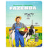 Livro Descobrir e Aprender: Fazenda, capa com fazendeiro, vaca, pintinhos e drone. — Plenitude