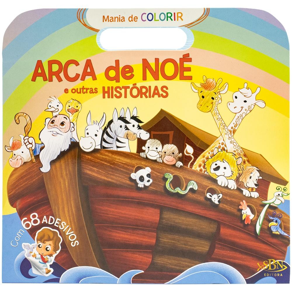 Livro de colorir "Mania de Colorir: Arca de Noé" da Todolivro, capa com a Arca de Noé e adesivos. — Plenitude