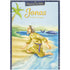 Livro Clássicos da Bíblia: Jonas, por Cristina Marques. Capa azul com ilustração de Jonas na praia e uma baleia no mar. — Plenitude