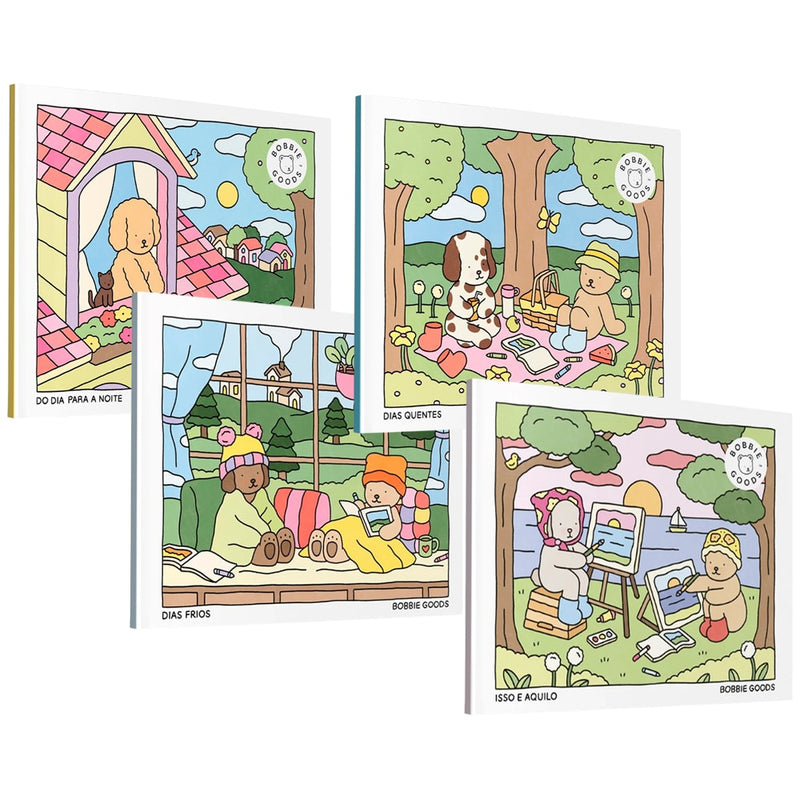 Kit Terapia das Cores | 4 Livros de Colorir Bobbie Goods para Adultos e Crianças