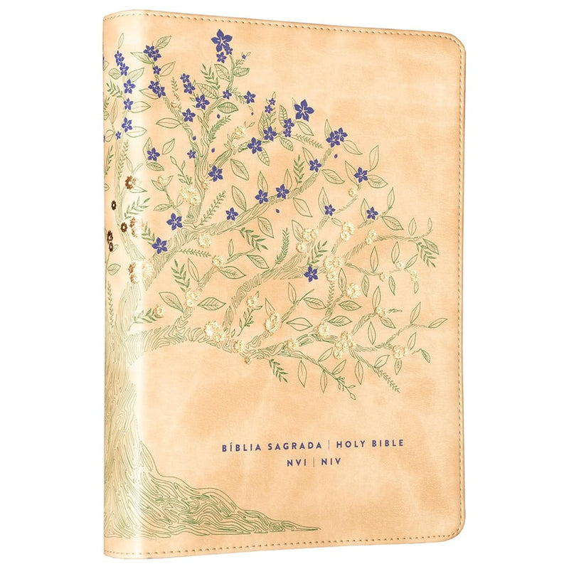 Bíblia Bilíngue | Português e Inglês | NVI | Leitura Perfeita | Capa Couro-soft Bege
