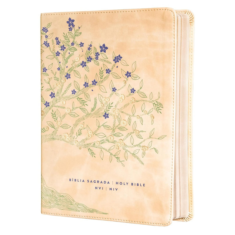 Bíblia Bilíngue | Português e Inglês | NVI | Leitura Perfeita | Capa Couro-soft Bege