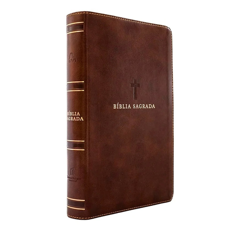 Kit Dia dos Pais | Bíblia Sagrada Couro Soft Marrom | Com Índice + Devocional As Promessas de Deus