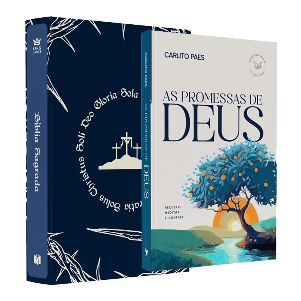 Kit Dia dos Pais: Bíblia Sagrada King James azul e "As Promessas de Deus" de Carlito Paes. — Plenitude
