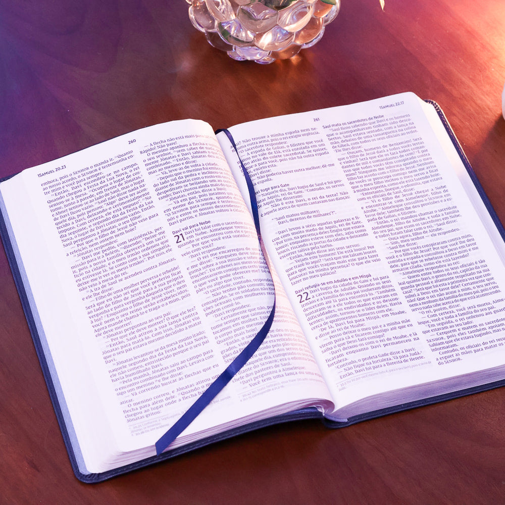 Bíblia Barroca Slim | NVI | Letra Grande | Capa Luxo Couro Soft Azul