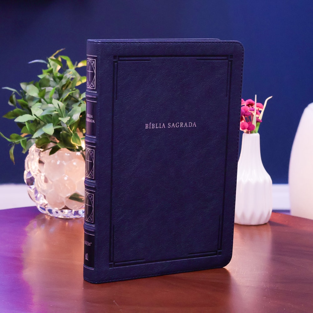 Bíblia Barroca Slim | NVI | Letra Grande | Capa Luxo Couro Soft Azul