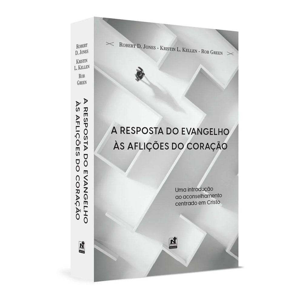 Livro A Resposta Do Evangelho Às Aflições Do Coração de Robert D. Jones, capa branca com labirinto. — Plenitude