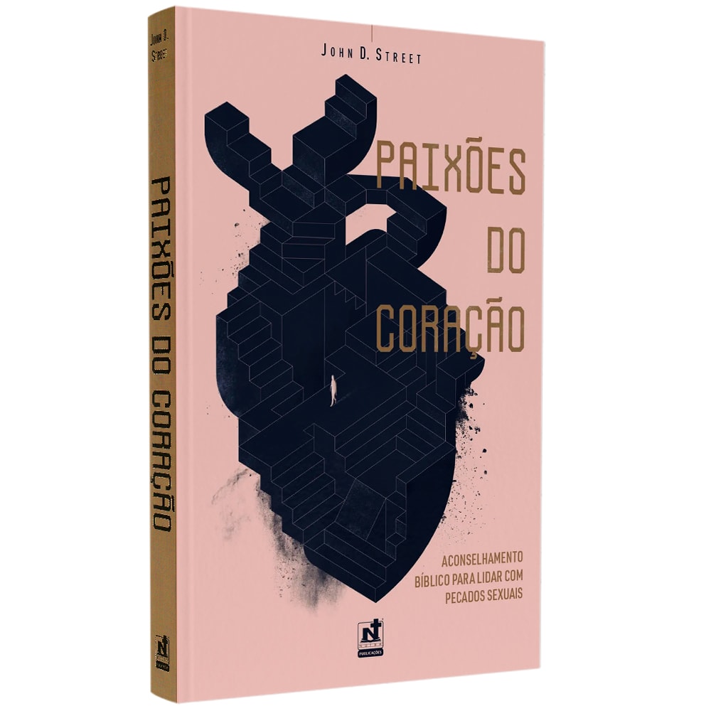 Livro "Paixões do Coração" de John D. Street, capa rosa com ilustração de coração em blocos e título em dourado. — Plenitude