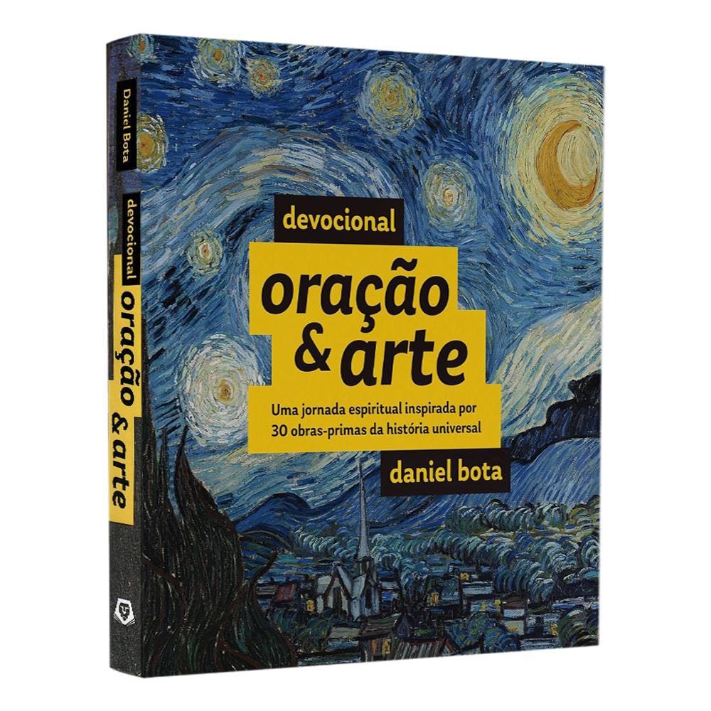 Livro Devocional Oração e Arte, capa dura com pintura A Noite Estrelada de Van Gogh. — Plenitude