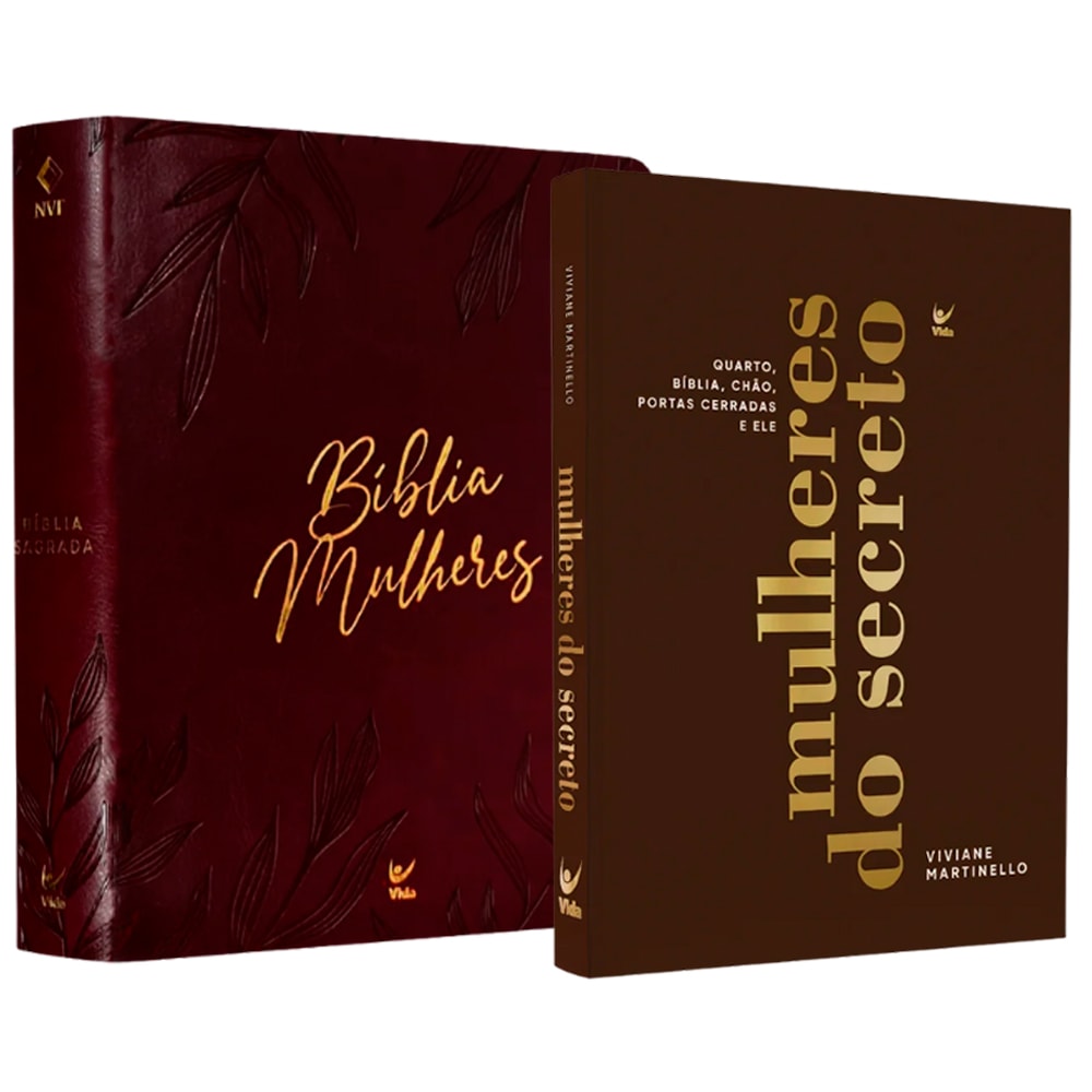 Kit Mulheres do Secreto + Bíblia Mulheres Folhas Vinho NVT Viviane Martinello