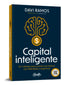 Livro de capa dura azul-marinho com título "Capital Inteligente" em branco e dourado, com ilustração de cérebro e cifrão. — Plenitude