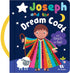 Livro infantil Joseph and The Dream Coat, capa azul escura com alça, ilustrações de José e ovelha. — Plenitude