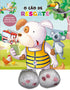 Livro infantil "O Cão de Resgate", capa colorida com cachorro bombeiro, caminhão e animais. — Plenitude