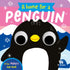 Livro infantil "A Home For a Penguin" com capa rosa e azul, pinguim de olhos grandes e flocos de neve. — Plenitude