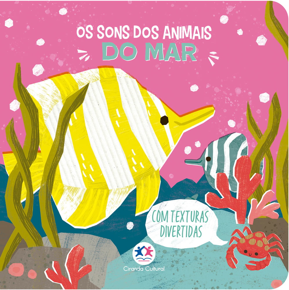 Livro infantil "Os Sons dos Animais do Mar" da Ciranda Cultural, capa com peixes e texturas divertidas. — Plenitude