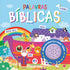 Livro infantil Palavras Bíblicas, capa azul com Arca de Noé, animais e arco-íris — Plenitude