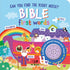 Livro infantil interativo "Bible first words" com ilustrações bíblicas e um botão de som. — Plenitude