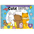 Livro de colorir "Cute Animals", capa azul com coelho, capivara, raposa e outros animais fofos. — Plenitude