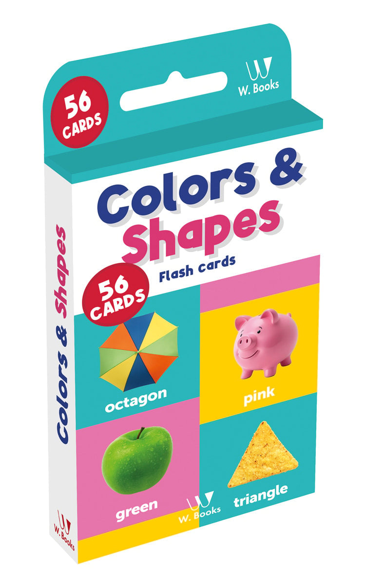 Flash Cards: Colors and Shapes, caixa branca com 56 cartas de cores e formas. — Plenitude