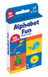 Caixa de flash cards "Alphabet Fun" branca com ilustrações de pipa, baleia, sapo e sol. — Plenitude