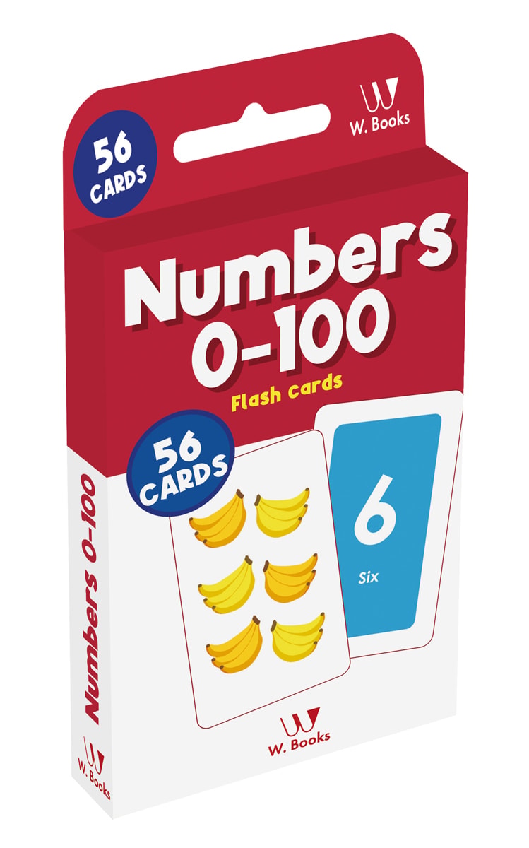 Caixa de Flash Cards Numbers 0 to 100, vermelha e branca com cartas de números. — Plenitude