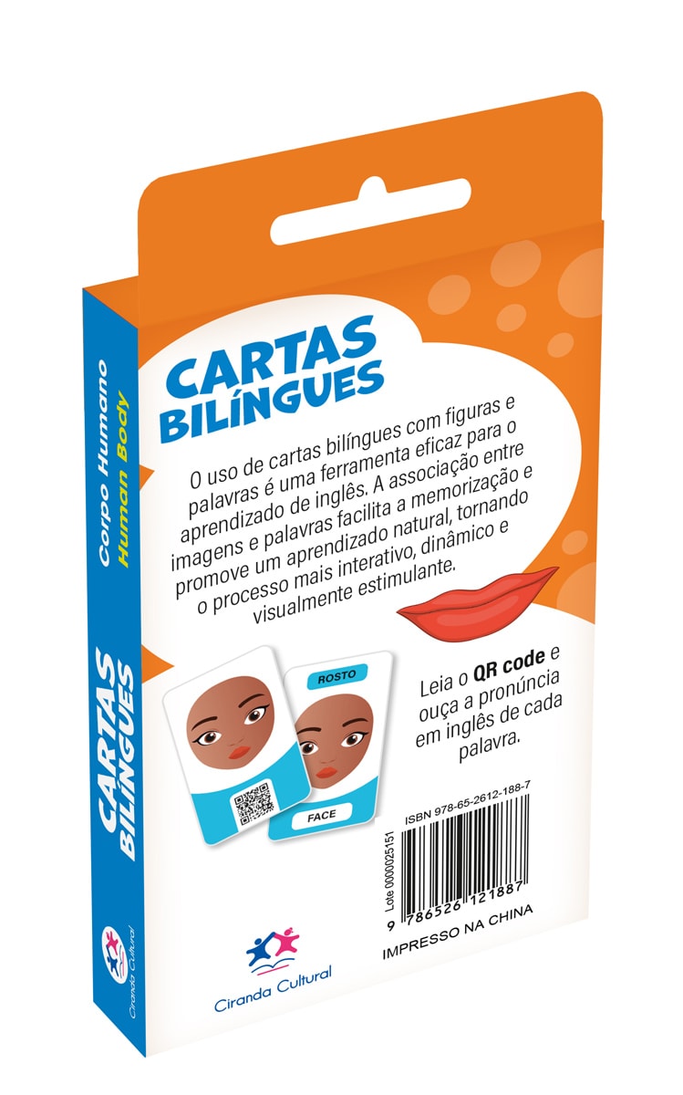 Flash Cards Cartas Bilingues - Corpo Humano - Human Body