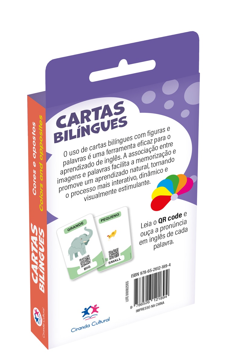 Flash Cards Cartas Bilingues - Cores e Opostos - Colors and Opposites
