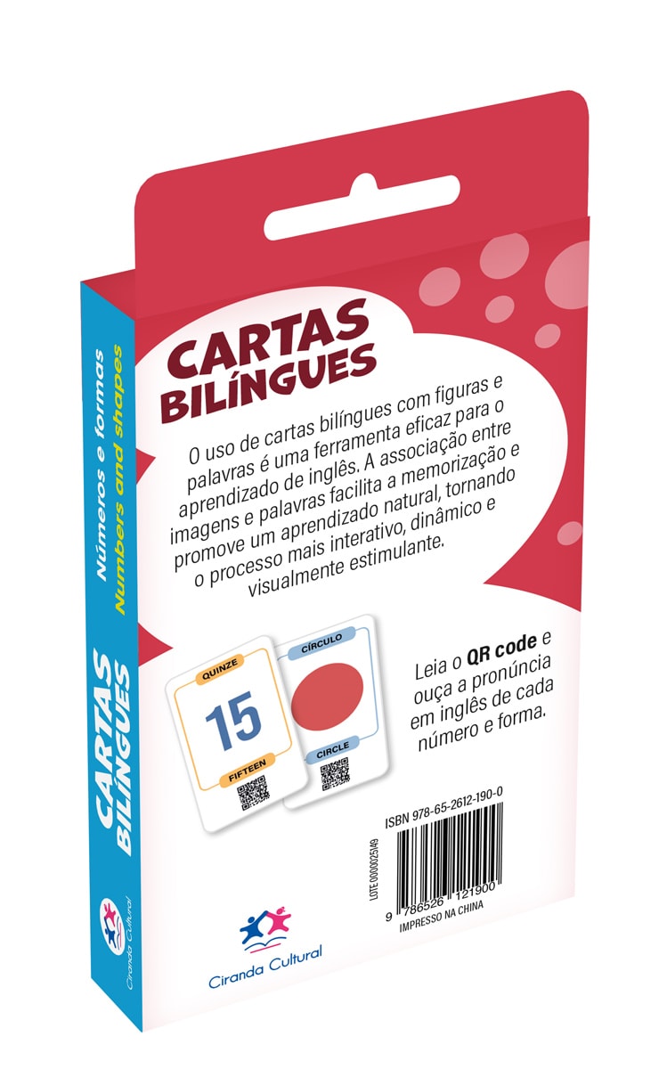 Flash Cards Cartas Bilingues - Numeros e Formas - Numbers and Shapes
