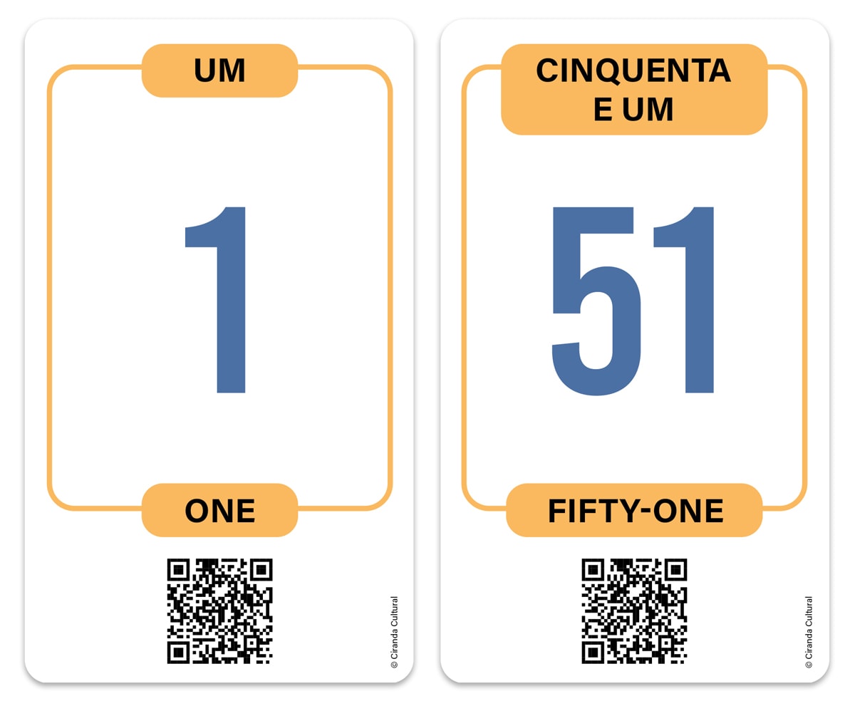 Flash Cards Cartas Bilingues - Numeros e Formas - Numbers and Shapes
